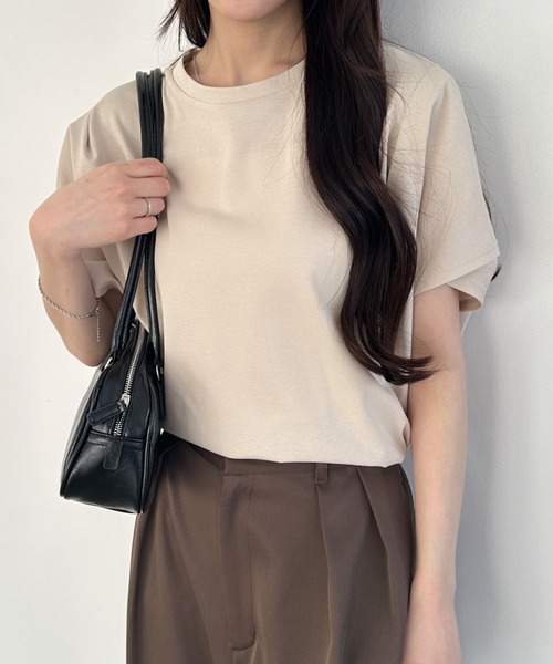 WEGO(ウィゴー)の「WEGO/接触冷感フレンチスリーブT(Tシャツ/カットソー・レディース・オフホワイト/ライトイエロー/ブラック/ベージュ/スミクロ/ネイビー・FREE)」の20枚目の写真