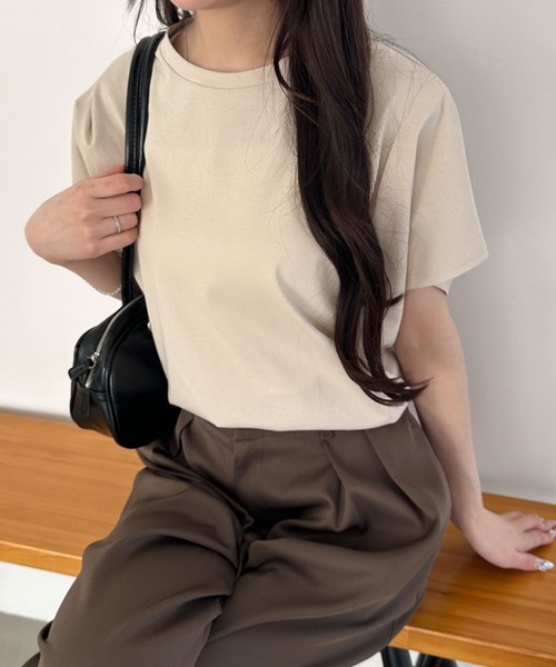 WEGO(ウィゴー)の「WEGO/接触冷感フレンチスリーブT(Tシャツ/カットソー・レディース・オフホワイト/ライトイエロー/ブラック/ベージュ/スミクロ/ネイビー・FREE)」の19枚目の写真