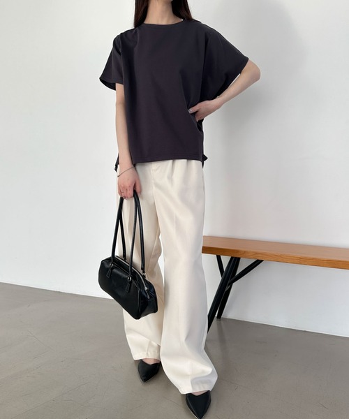 WEGO(ウィゴー)の「WEGO/接触冷感フレンチスリーブT(Tシャツ/カットソー・レディース・オフホワイト/ライトイエロー/ブラック/ベージュ/スミクロ/ネイビー・FREE)」の18枚目の写真