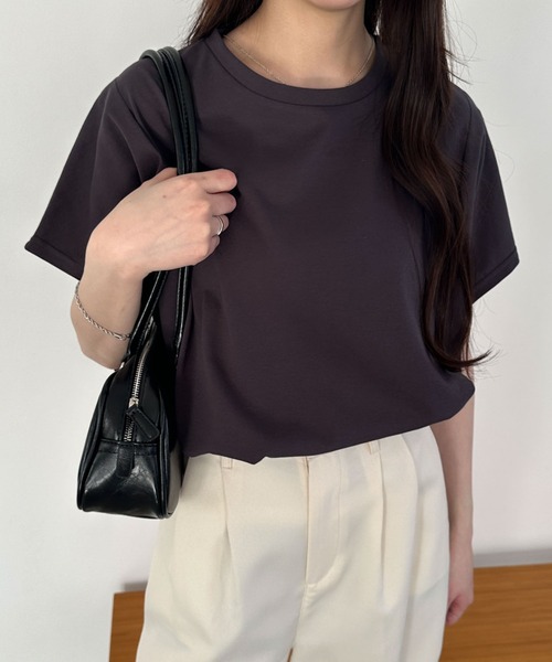 WEGO(ウィゴー)の「WEGO/接触冷感フレンチスリーブT(Tシャツ/カットソー・レディース・オフホワイト/ライトイエロー/ブラック/ベージュ/スミクロ/ネイビー・FREE)」の15枚目の写真