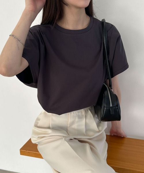 WEGO(ウィゴー)の「WEGO/接触冷感フレンチスリーブT(Tシャツ/カットソー・レディース・オフホワイト/ライトイエロー/ブラック/ベージュ/スミクロ/ネイビー・FREE)」の16枚目の写真