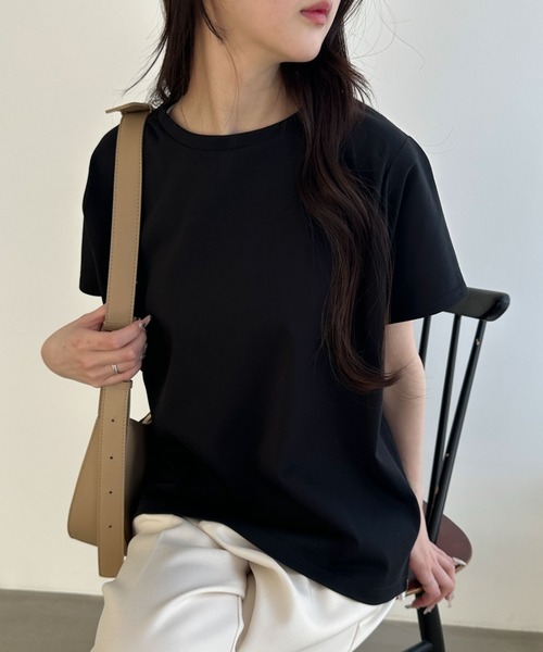 WEGO(ウィゴー)の「WEGO/接触冷感フレンチスリーブT(Tシャツ/カットソー・レディース・オフホワイト/ライトイエロー/ブラック/ベージュ/スミクロ/ネイビー・FREE)」の11枚目の写真
