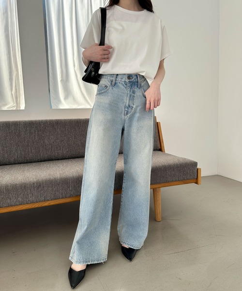 WEGO(ウィゴー)の「WEGO/接触冷感フレンチスリーブT(Tシャツ/カットソー・レディース・オフホワイト/ライトイエロー/ブラック/ベージュ/スミクロ/ネイビー・FREE)」の10枚目の写真
