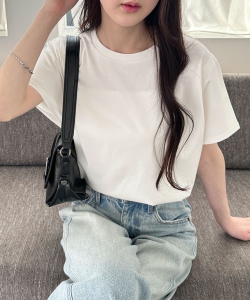 WEGO(ウィゴー)の「WEGO/接触冷感フレンチスリーブT(Tシャツ/カットソー・レディース・オフホワイト/ライトイエロー/ブラック/ベージュ/スミクロ/ネイビー・FREE)」の8枚目の写真