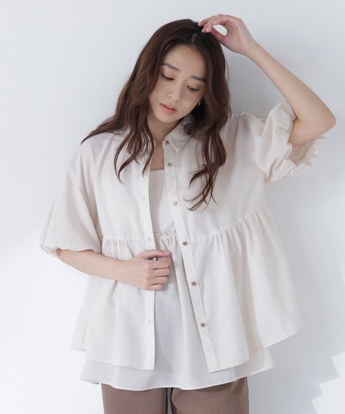 NATURAL BEAUTY BASIC(ナチュラルビューティーベーシック)の「キャミレイヤードシャツ(シャツ/ブラウス・レディース・オレンジ系その他/チャコールグレー/ベージュ・フリ-)」の13枚目の写真