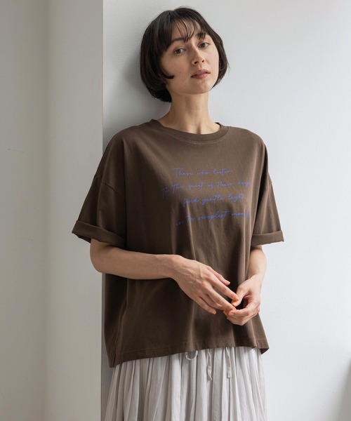studio CLIP(スタディオクリップ)の「《natural by clip》シルキーバイオロゴTシャツ(Tシャツ/カットソー・レディース・スモーク/ピンク/オフホワイト/アイボリー/ブラウン・FREE)」の3枚目の写真