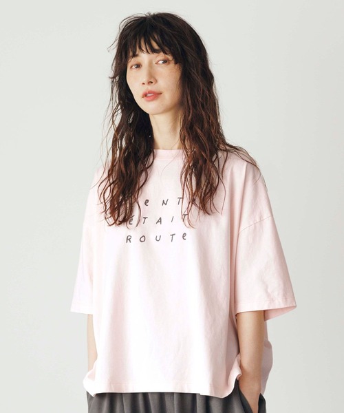 studio CLIP(スタディオクリップ)の「《natural by clip》シルキーバイオロゴTシャツ(Tシャツ/カットソー・レディース・スモーク/ピンク/オフホワイト/アイボリー・FREE)」の3枚目の写真