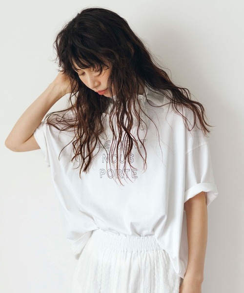 studio CLIP(スタディオクリップ)の「《natural by clip》シルキーバイオロゴTシャツ(Tシャツ/カットソー・レディース・スモーク/ピンク/オフホワイト/アイボリー・FREE)」の5枚目の写真