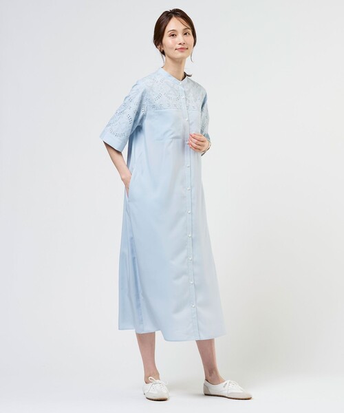 J.PRESS(ジェイプレス)の「【WEB限定カラーあり】エンブロイダリー シャツ ワンピース(シャツワンピース・レディース・ダークブラウン系/ネイビー系/サックスブルー系・9/11)」の7枚目の写真