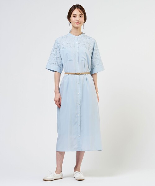 J.PRESS(ジェイプレス)の「【WEB限定カラーあり】エンブロイダリー シャツ ワンピース(シャツワンピース・レディース・ダークブラウン系/ネイビー系/サックスブルー系・9/11)」の8枚目の写真