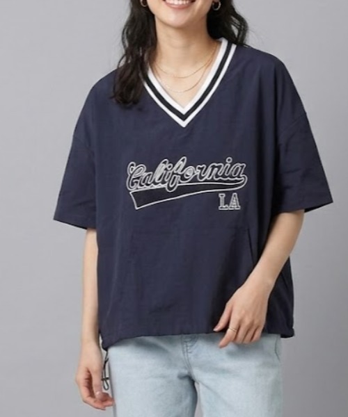 gossip！ロサンゼルス（ゴシップロサンゼルス）の「フロントロゴ VネックTシャツ（Tシャツ/カットソー・レディース・ピンク/ホワイト/ベージュ/ネイビー/ブルー・FREE）」の10枚目の写真