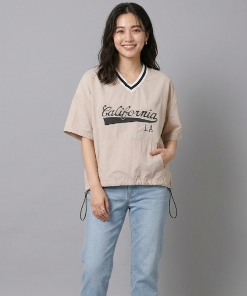 gossip！ロサンゼルス（ゴシップロサンゼルス）の「フロントロゴ VネックTシャツ（Tシャツ/カットソー・レディース・ピンク/ホワイト/ベージュ/ネイビー/ブルー・FREE）」の8枚目の写真