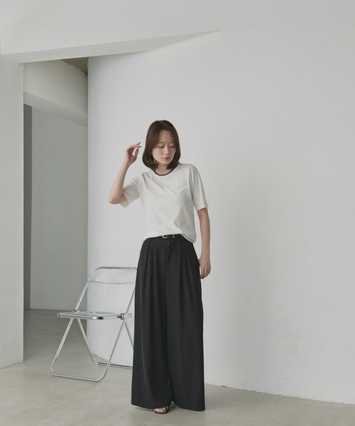 ad thie(アドティエ)の「CICA配合 ベーシック リブトップス(Tシャツ/カットソー・レディース・ブラック/オフホワイト・FREE)」の9枚目の写真
