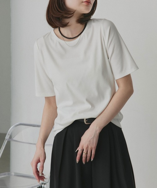 ad thie(アドティエ)の「CICA配合 ベーシック リブトップス(Tシャツ/カットソー・レディース・ブラック/オフホワイト・FREE)」の11枚目の写真