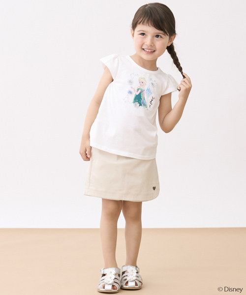 petit main(プティマイン)の「ハート刺しゅうラップスカパン(スカート・キッズ・カラフル/ブルー/ライトベージュ・120cm/110cm/130cm/100cm/90cm/80cm)」の1枚目の写真