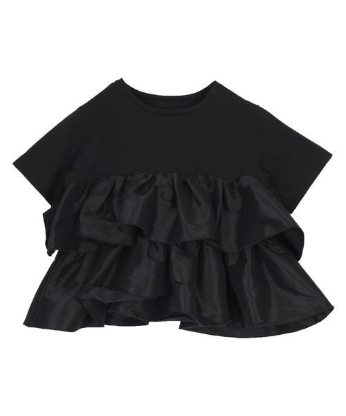 UR'S(ユアーズ)の「シャイニーティアードフリルトップス(Tシャツ/カットソー・レディース・オフホワイト/ブラック・S/L/M)」の13枚目の写真