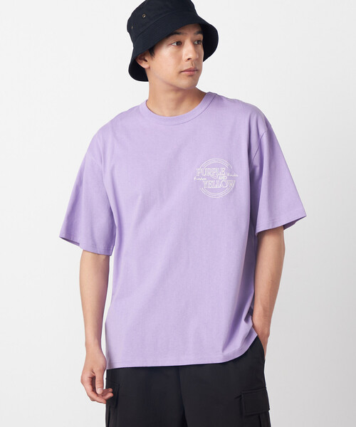 Purple&Yellow(パープルアンドイエロー)の「バックサークルロゴ刺繍 半袖Tシャツ(Tシャツ/カットソー・メンズ・ホワイト/レッド/ネイビー/ラベンダー/ブラック・SMALL/MEDIUM/LARGE)」の4枚目の写真