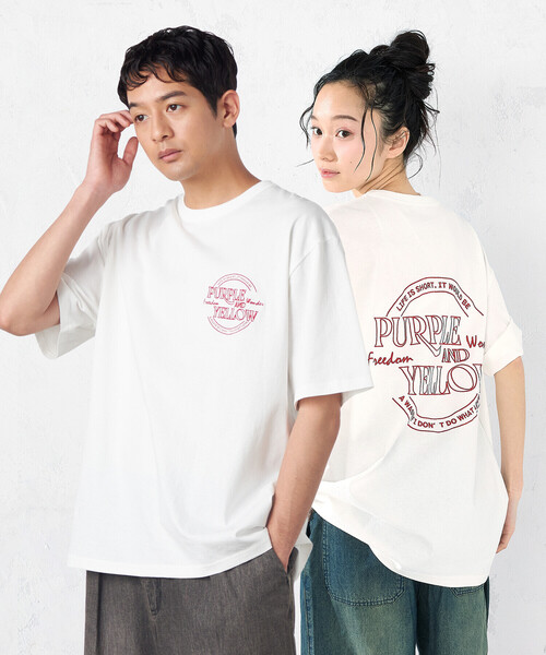 Purple&Yellow(パープルアンドイエロー)の「バックサークルロゴ刺繍 半袖Tシャツ(Tシャツ/カットソー・メンズ・ホワイト/レッド/ネイビー/ラベンダー/ブラック・SMALL/MEDIUM/LARGE)」の2枚目の写真