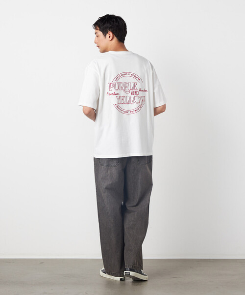 Purple&Yellow(パープルアンドイエロー)の「バックサークルロゴ刺繍 半袖Tシャツ(Tシャツ/カットソー・メンズ・ホワイト/レッド/ネイビー/ラベンダー/ブラック・SMALL/MEDIUM/LARGE)」の7枚目の写真