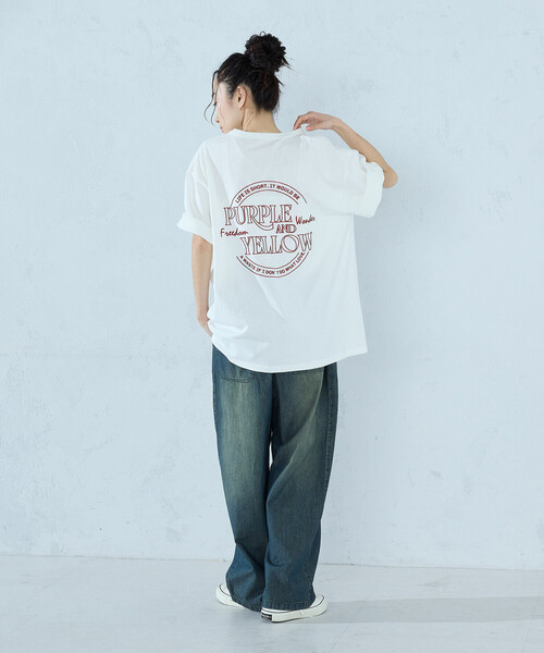 Purple&Yellow(パープルアンドイエロー)の「バックサークルロゴ刺繍 半袖Tシャツ(Tシャツ/カットソー・メンズ・ホワイト/レッド/ネイビー/ラベンダー/ブラック・SMALL/MEDIUM/LARGE)」の12枚目の写真