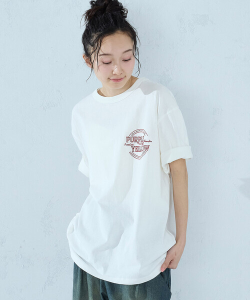 Purple&Yellow(パープルアンドイエロー)の「バックサークルロゴ刺繍 半袖Tシャツ(Tシャツ/カットソー・メンズ・ホワイト/レッド/ネイビー/ラベンダー/ブラック・SMALL/MEDIUM/LARGE)」の13枚目の写真
