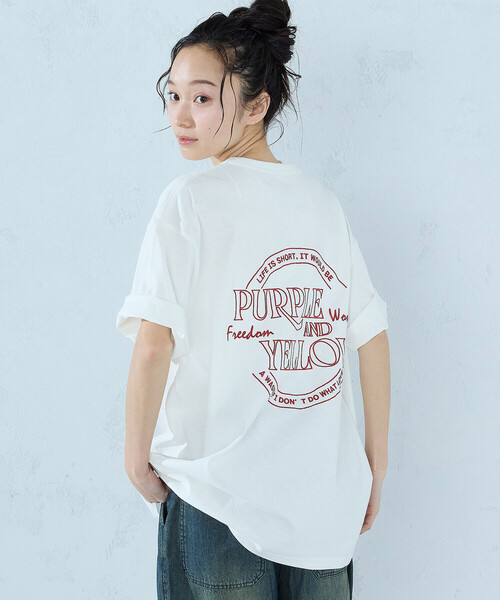 Purple&Yellow(パープルアンドイエロー)の「バックサークルロゴ刺繍 半袖Tシャツ(Tシャツ/カットソー・メンズ・ホワイト/レッド/ネイビー/ラベンダー/ブラック・SMALL/MEDIUM/LARGE)」の14枚目の写真
