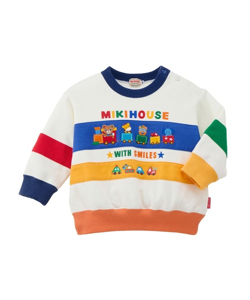 MIKI HOUSE（ミキハウス）の「プッチーボーダー風トレーナー（スウェット・キッズ・ホワイト/ブルー・80ｃｍ/90cm/110cm/100cm/120cm/130cm）」の13枚目の写真