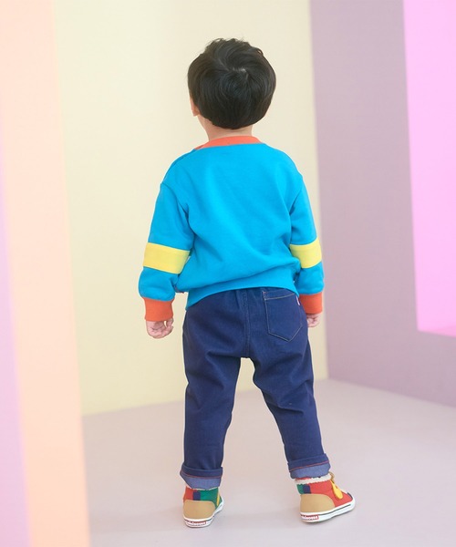 MIKI HOUSE（ミキハウス）の「プッチーボーダー風トレーナー（スウェット・キッズ・ホワイト/ブルー・80ｃｍ/90cm/110cm/100cm/120cm/130cm）」の7枚目の写真