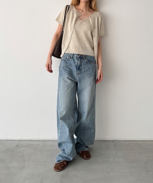 CANAL JEAN（キャナルジーン）の「El mar　半袖ニットアンサンブル（アンサンブル・レディース・ネイビー/ベージュ・ONE SIZE）」の7枚目の写真