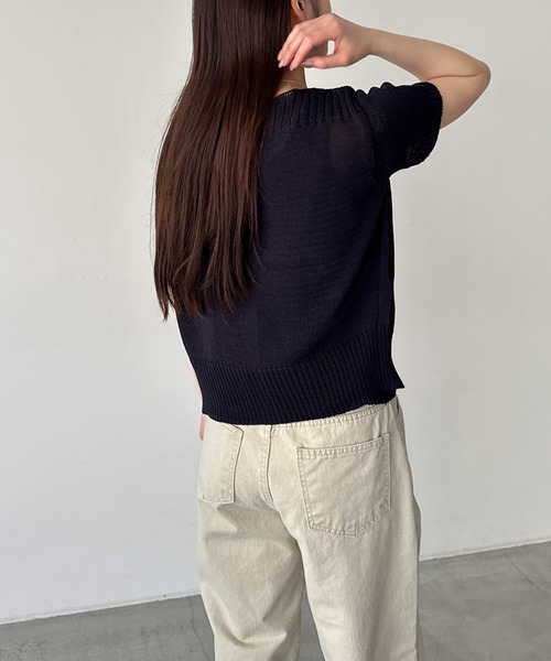 CANAL JEAN（キャナルジーン）の「El mar　半袖ニットアンサンブル（アンサンブル・レディース・ネイビー/ベージュ・ONE SIZE）」の9枚目の写真