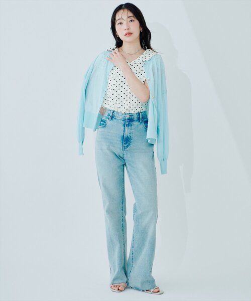 natural couture（ナチュラルクチュール）の「ゆるスカラップレトロブラウス（シャツ/ブラウス・レディース・ブルー/オフホワイト/ブラック/ドット/チェック・FREE）」の17枚目の写真