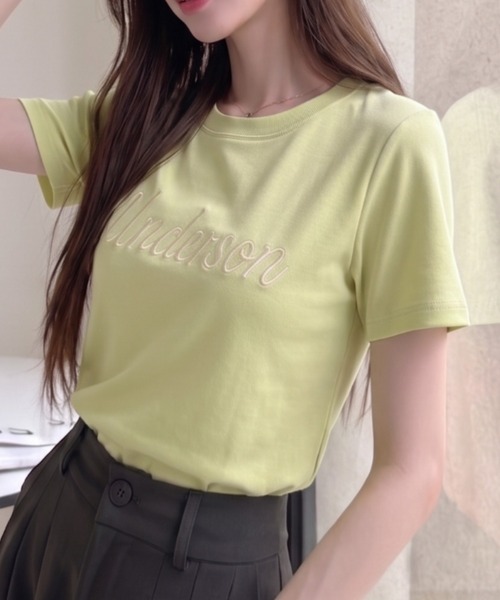Ada.(エイダ)の「筆記体 ロゴ ミニマル 刺繍 ショート丈 Tシャツ(Tシャツ/カットソー・レディース・ブルー/ライトグリーン/ライトグレー/ブラック/ホワイト・FREE)」の11枚目の写真