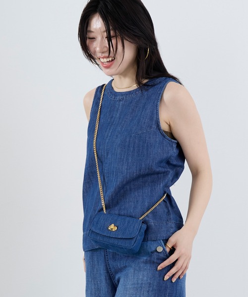 Healthy denim(ヘルシーデニム)の「【Healthy DENIM】デニムスリーブレスプルオーバー-Breezy Coconuts(シャツ/ブラウス・レディース・ブルー・1)」の6枚目の写真