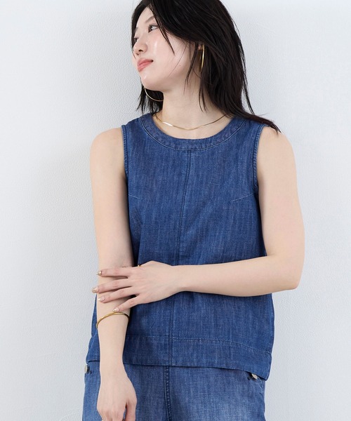 Healthy denim(ヘルシーデニム)の「【Healthy DENIM】デニムスリーブレスプルオーバー-Breezy Coconuts(シャツ/ブラウス・レディース・ブルー・1)」の7枚目の写真