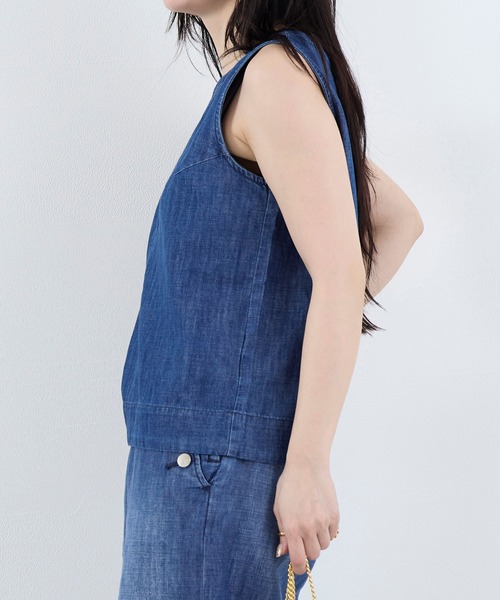 Healthy denim(ヘルシーデニム)の「【Healthy DENIM】デニムスリーブレスプルオーバー-Breezy Coconuts(シャツ/ブラウス・レディース・ブルー・1)」の9枚目の写真