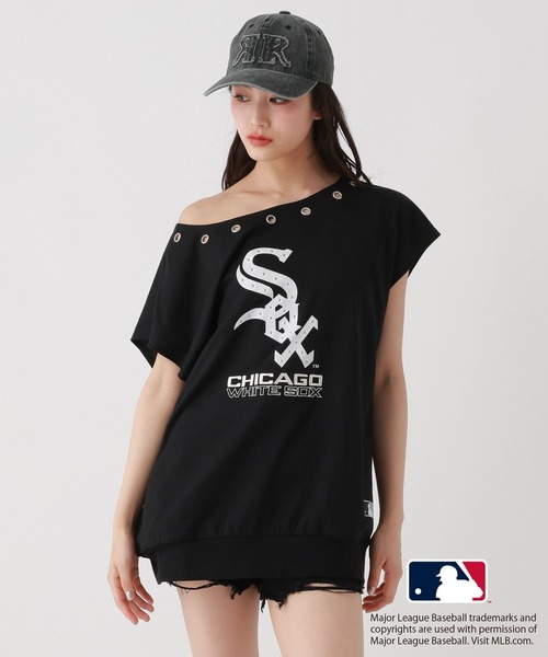 repipi armario(レピピ アルマリオ)の「【MLB】アイレットオフショルワンピース(ワンピース・キッズ・その他2/その他3/その他1・MEDIUM/LARGE)」の1枚目の写真