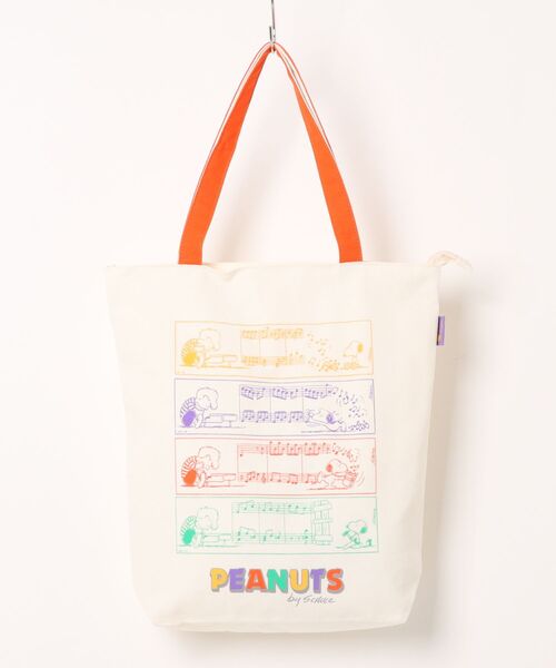 PEANUTS(ピーナッツ)の「【 PEANUTS 】 スヌーピー グッディバッグ 26S4(トートバッグ・レディース・ホワイト×グリーン/ホワイト×レッド・FREE)」の1枚目の写真