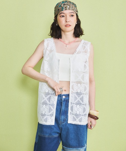 MIRROR STOKE(ミラーストーク)の「【ZOZO限定】LACE SLEEVELESS TOPS/レーススリーブレストップス(シャツ/ブラウス・レディース・ブラック/オフホワイト・MEDIUM)」の16枚目の写真