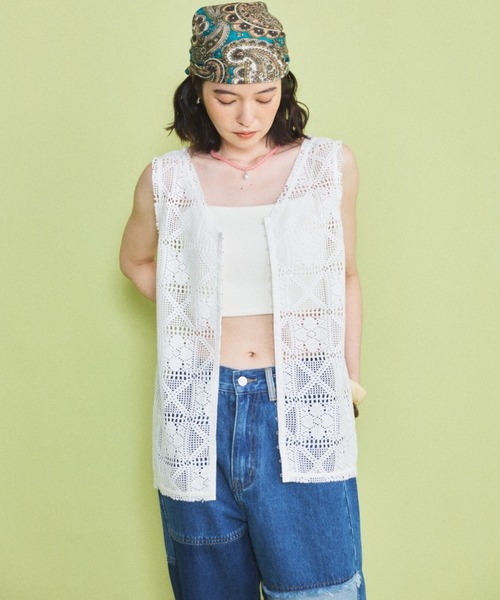 MIRROR STOKE(ミラーストーク)の「【ZOZO限定】LACE SLEEVELESS TOPS/レーススリーブレストップス(シャツ/ブラウス・レディース・ブラック/オフホワイト・MEDIUM)」の17枚目の写真