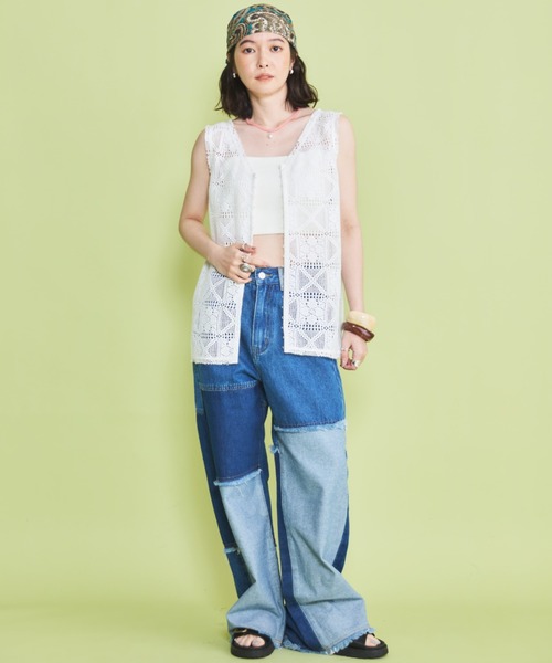 MIRROR STOKE(ミラーストーク)の「【ZOZO限定】LACE SLEEVELESS TOPS/レーススリーブレストップス(シャツ/ブラウス・レディース・ブラック/オフホワイト・MEDIUM)」の18枚目の写真