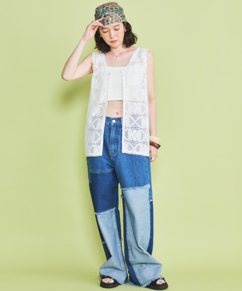 MIRROR STOKE(ミラーストーク)の「【ZOZO限定】LACE SLEEVELESS TOPS/レーススリーブレストップス(シャツ/ブラウス・レディース・ブラック/オフホワイト・MEDIUM)」の21枚目の写真