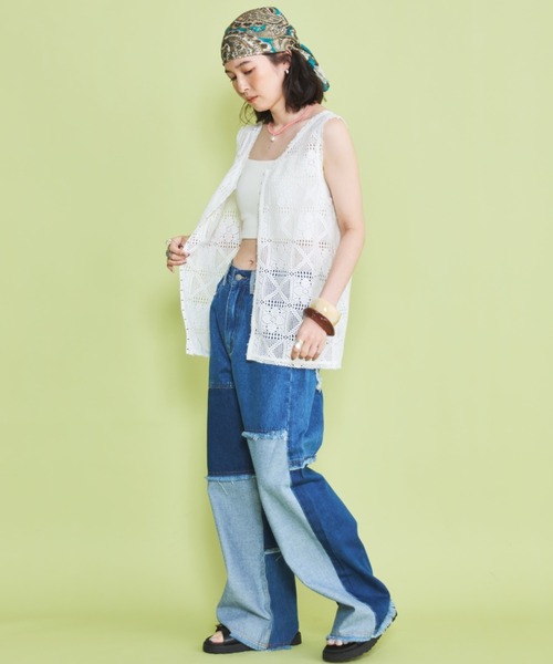 MIRROR STOKE(ミラーストーク)の「【ZOZO限定】LACE SLEEVELESS TOPS/レーススリーブレストップス(シャツ/ブラウス・レディース・ブラック/オフホワイト・MEDIUM)」の21枚目の写真