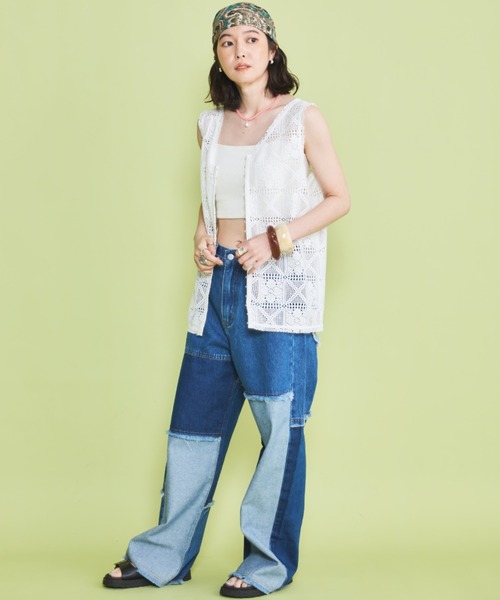 MIRROR STOKE(ミラーストーク)の「【ZOZO限定】LACE SLEEVELESS TOPS/レーススリーブレストップス(シャツ/ブラウス・レディース・ブラック/オフホワイト・MEDIUM)」の22枚目の写真