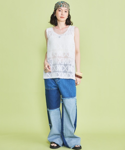 MIRROR STOKE(ミラーストーク)の「【ZOZO限定】LACE SLEEVELESS TOPS/レーススリーブレストップス(シャツ/ブラウス・レディース・ブラック/オフホワイト・MEDIUM)」の9枚目の写真