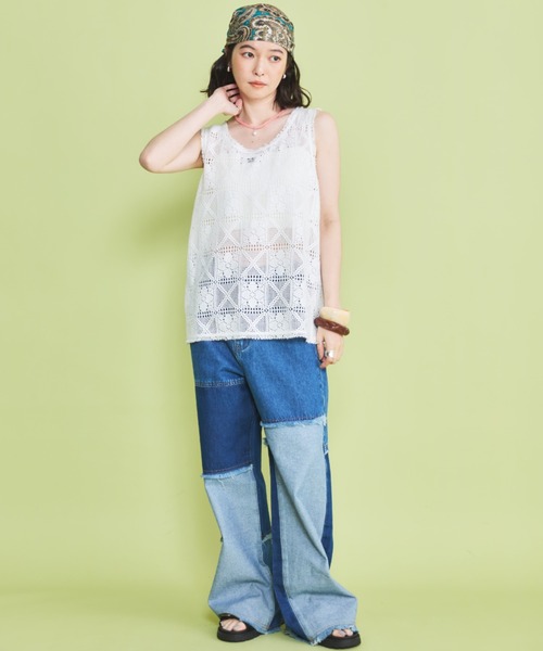 MIRROR STOKE(ミラーストーク)の「【ZOZO限定】LACE SLEEVELESS TOPS/レーススリーブレストップス(シャツ/ブラウス・レディース・ブラック/オフホワイト・MEDIUM)」の11枚目の写真