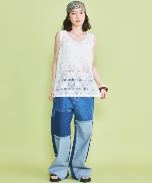 MIRROR STOKE(ミラーストーク)の「【ZOZO限定】LACE SLEEVELESS TOPS/レーススリーブレストップス(シャツ/ブラウス・レディース・ブラック/オフホワイト・MEDIUM)」の8枚目の写真