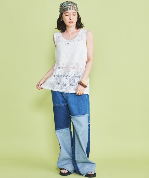 MIRROR STOKE(ミラーストーク)の「【ZOZO限定】LACE SLEEVELESS TOPS/レーススリーブレストップス(シャツ/ブラウス・レディース・ブラック/オフホワイト・MEDIUM)」の12枚目の写真