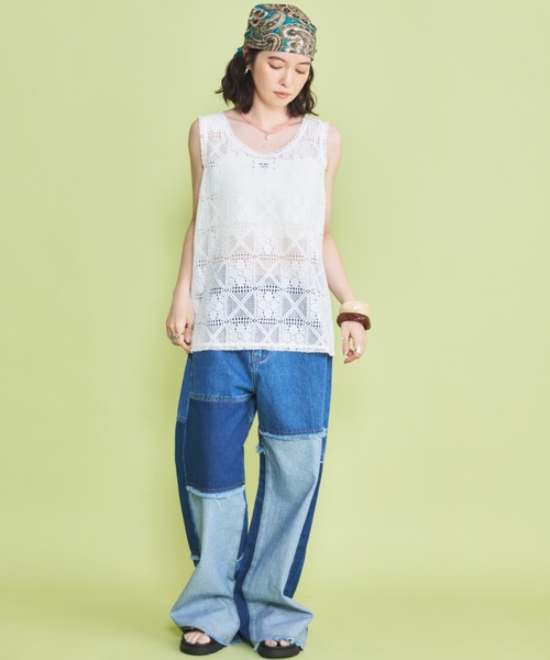 MIRROR STOKE(ミラーストーク)の「【ZOZO限定】LACE SLEEVELESS TOPS/レーススリーブレストップス(シャツ/ブラウス・レディース・ブラック/オフホワイト・MEDIUM)」の13枚目の写真