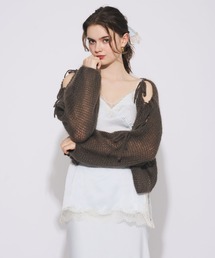 2WAYキッドモヘヤリボンスリーブニット
