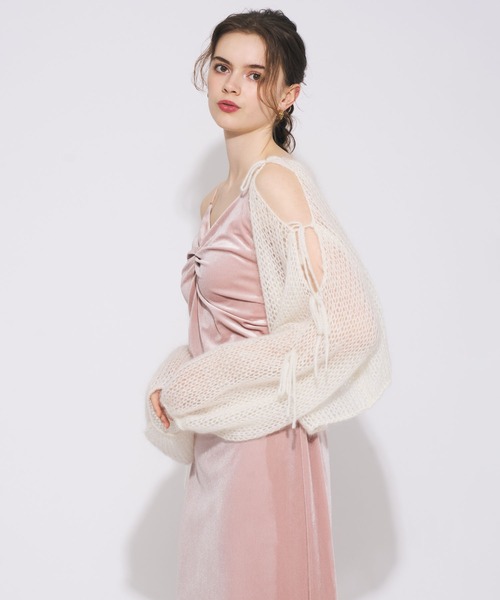 ME COUTURE(ミークチュール)の「2WAYキッドモヘヤリボンスリーブニット(ニット/セーター・レディース・オフホワイト/ブラウン/ピンクベージュ・FREE)」の11枚目の写真